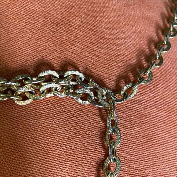 Vintage king gold tone lariat tassel chain necklace chunky thick hanging fashion - Picture 11 of 12